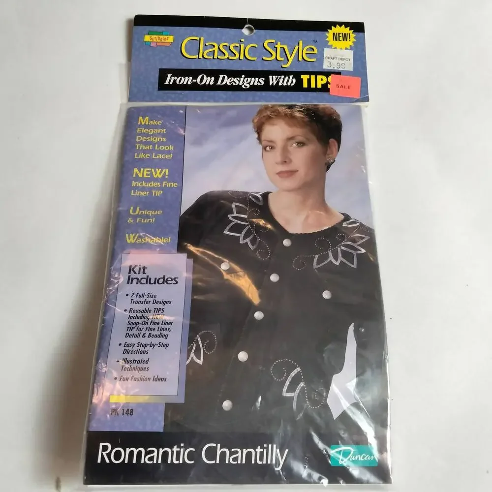 NOS Vtg 80s 90s Classic Style Iron On Transfer Design Romantic Chantilly Lace